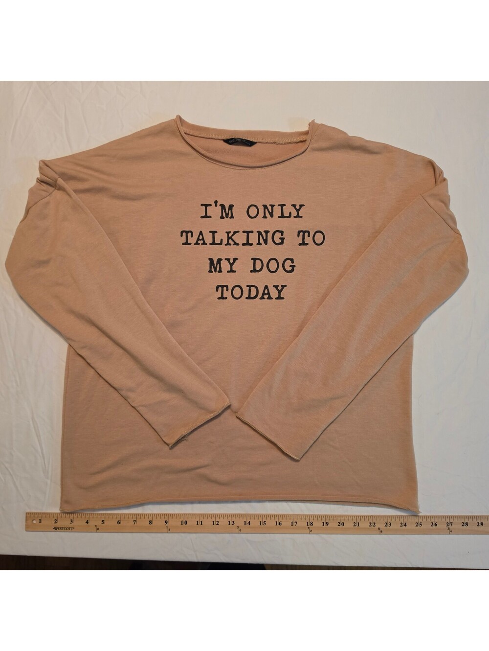 Lilicloth I'M ONLY TALKING TO MY DOG TODAY Women's Large Beige Long Sleeve Top